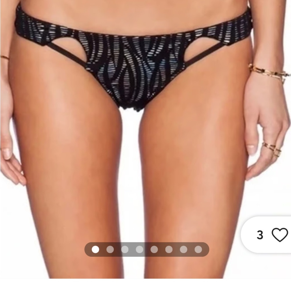 Beach bunny Black live wire Cutout Bikini Bottom hologram backing NWT large.
